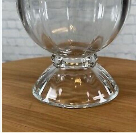 Libby Vintage Clear Glass Ribbed Compote Dessert Dish Scalloped Pedestal 2 Bowls - Picture 9 of 13